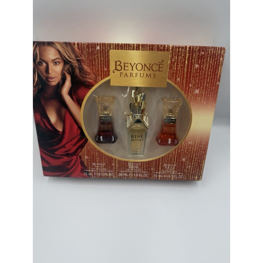 Beyoncé Perfume Gift Set 3pc Rise 1oz-Heat .5oz-Heat Rush.5oz Rare Find